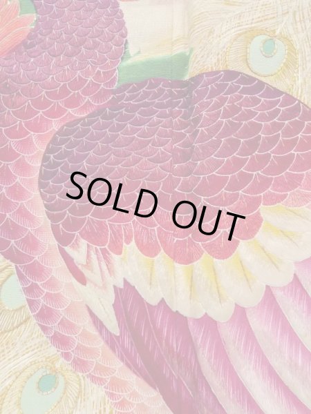 画像11: N0717E  女性用 振袖  シルク（正絹）   黒, ぼたん 【中古】 【USED】 【リサイクル】 ★★★☆☆ (11)