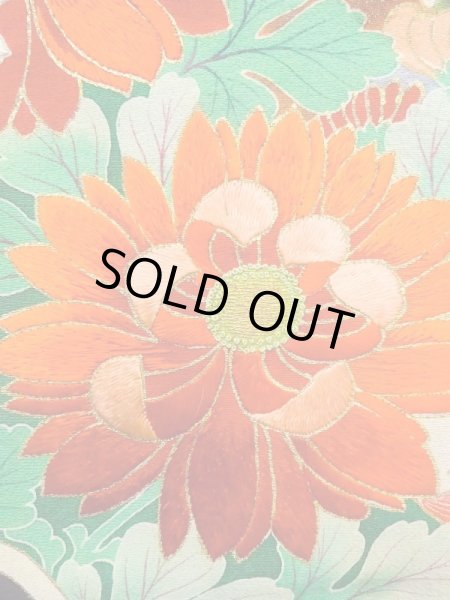 画像13: N0717E  女性用 振袖  シルク（正絹）   黒, ぼたん 【中古】 【USED】 【リサイクル】 ★★★☆☆ (13)