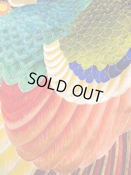 画像20: N0717E  女性用 振袖  シルク（正絹）   黒, ぼたん 【中古】 【USED】 【リサイクル】 ★★★☆☆ (20)