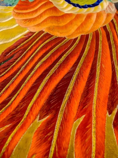 画像27: N0717E  女性用 振袖  シルク（正絹）   黒, ぼたん 【中古】 【USED】 【リサイクル】 ★★★☆☆ (27)