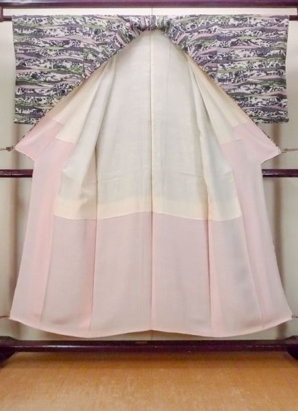 画像2: N0717H  女性用 小紋  シルク(正絹)   マルチカラー, 花 【中古】 【USED】 【リサイクル】 ★★☆☆☆ (2)