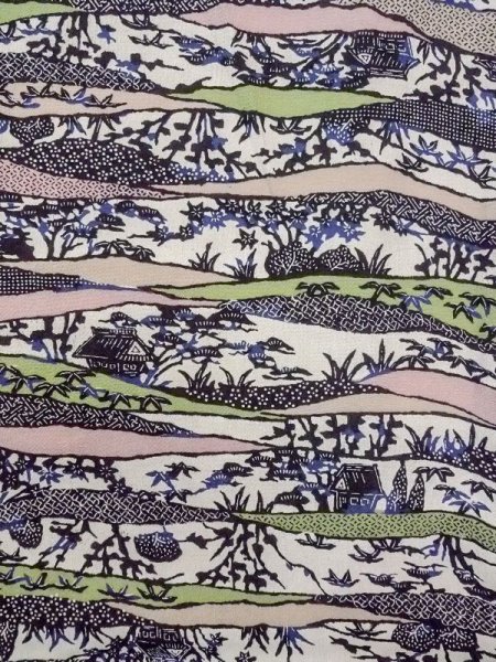 画像4: N0717H  女性用 小紋  シルク(正絹)   マルチカラー, 花 【中古】 【USED】 【リサイクル】 ★★☆☆☆ (4)