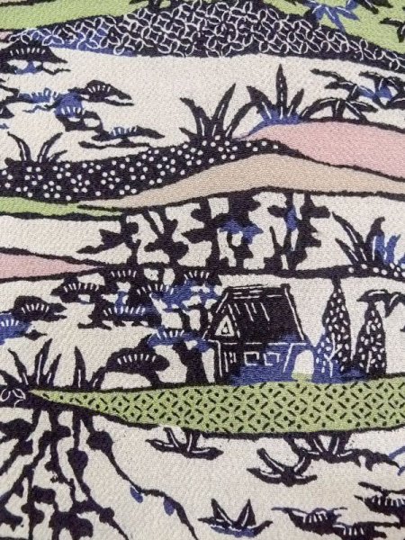 画像5: N0717H  女性用 小紋  シルク(正絹)   マルチカラー, 花 【中古】 【USED】 【リサイクル】 ★★☆☆☆ (5)