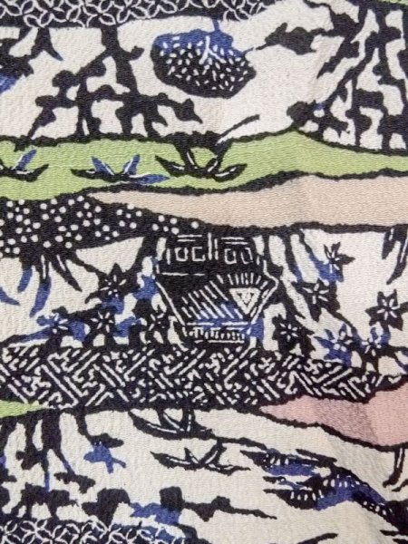 画像7: N0717H  女性用 小紋  シルク(正絹)   マルチカラー, 花 【中古】 【USED】 【リサイクル】 ★★☆☆☆ (7)