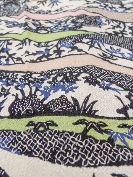 画像8: N0717H  女性用 小紋  シルク(正絹)   マルチカラー, 花 【中古】 【USED】 【リサイクル】 ★★☆☆☆ (8)