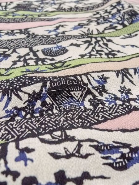 画像9: N0717H  女性用 小紋  シルク(正絹)   マルチカラー, 花 【中古】 【USED】 【リサイクル】 ★★☆☆☆ (9)