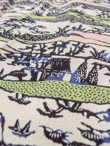 画像10: N0717H  女性用 小紋  シルク(正絹)   マルチカラー, 花 【中古】 【USED】 【リサイクル】 ★★☆☆☆ (10)