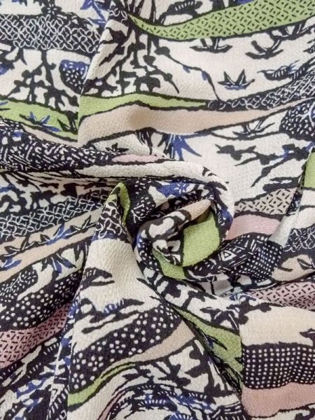 画像11: N0717H  女性用 小紋  シルク(正絹)   マルチカラー, 花 【中古】 【USED】 【リサイクル】 ★★☆☆☆ (11)