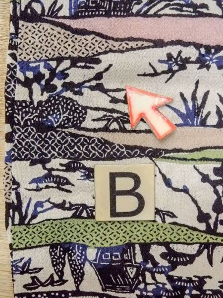 画像15: N0717H  女性用 小紋  シルク(正絹)   マルチカラー, 花 【中古】 【USED】 【リサイクル】 ★★☆☆☆ (15)