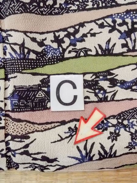 画像16: N0717H  女性用 小紋  シルク(正絹)   マルチカラー, 花 【中古】 【USED】 【リサイクル】 ★★☆☆☆ (16)