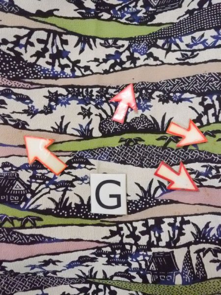 画像20: N0717H  女性用 小紋  シルク(正絹)   マルチカラー, 花 【中古】 【USED】 【リサイクル】 ★★☆☆☆ (20)