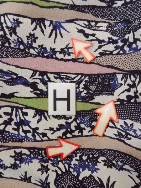 画像21: N0717H  女性用 小紋  シルク(正絹)   マルチカラー, 花 【中古】 【USED】 【リサイクル】 ★★☆☆☆ (21)