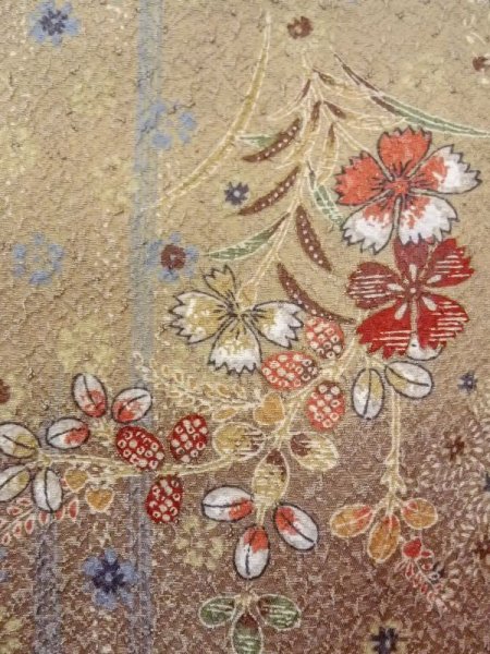 画像7: N0717I Mint  女性用 小紋  シルク(正絹)   茶色, 花 【中古】 【USED】 【リサイクル】 ★★★★☆ (7)