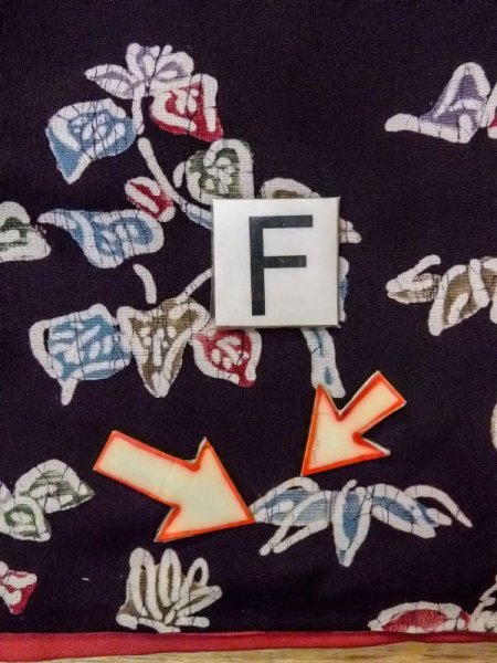 画像19: N0717J  女性用 小紋  シルク(正絹)   黒, 花 【中古】 【USED】 【リサイクル】 ★★☆☆☆ (19)