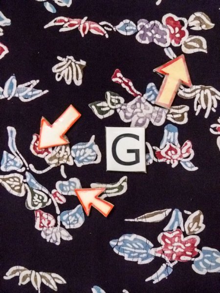 画像20: N0717J  女性用 小紋  シルク(正絹)   黒, 花 【中古】 【USED】 【リサイクル】 ★★☆☆☆ (20)