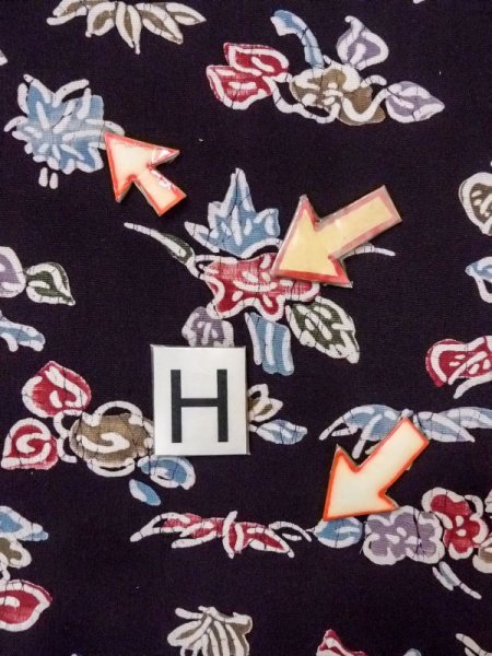 画像21: N0717J  女性用 小紋  シルク(正絹)   黒, 花 【中古】 【USED】 【リサイクル】 ★★☆☆☆ (21)