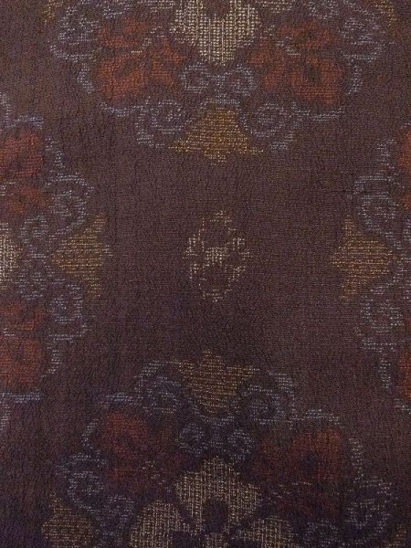 画像6: N0717M Mint  女性用 紬 染み黄変多数 シルク(正絹)   茶色, 唐花 【中古】 【USED】 【リサイクル】 ★★★★☆ (6)