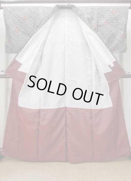 画像2: N0717N  女性用 小紋  化繊   黒, 松皮菱 【中古】 【USED】 【リサイクル】 ★☆☆☆☆ (2)