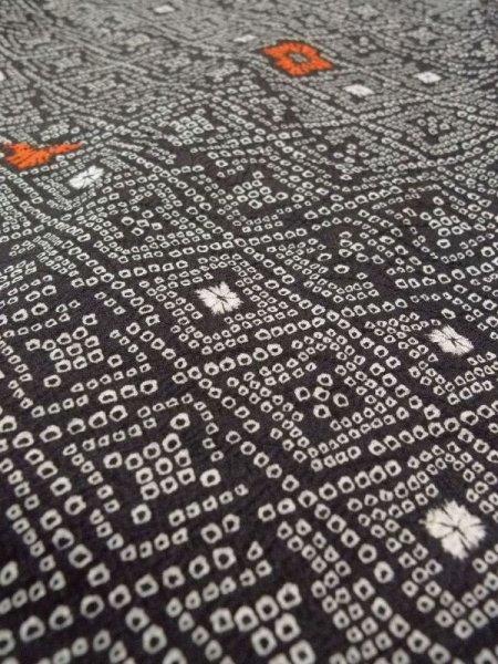 画像10: N0717N  女性用 小紋  化繊   黒, 松皮菱 【中古】 【USED】 【リサイクル】 ★☆☆☆☆ (10)