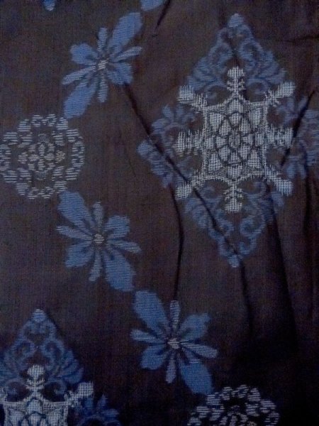 画像3: N0717O  女性用 紬  シルク(正絹)  淡い 黒, 花 【中古】 【USED】 【リサイクル】 ★★★☆☆ (3)