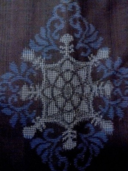 画像5: N0717O  女性用 紬  シルク(正絹)  淡い 黒, 花 【中古】 【USED】 【リサイクル】 ★★★☆☆ (5)