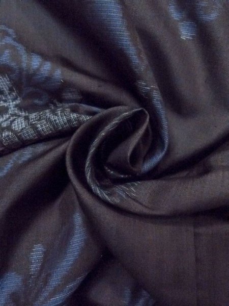 画像12: N0717O  女性用 紬  シルク(正絹)  淡い 黒, 花 【中古】 【USED】 【リサイクル】 ★★★☆☆ (12)