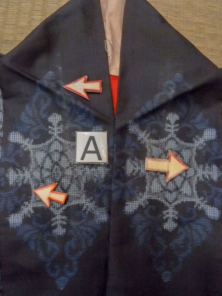 画像14: N0717O  女性用 紬  シルク(正絹)  淡い 黒, 花 【中古】 【USED】 【リサイクル】 ★★★☆☆ (14)