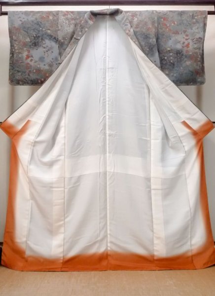 画像2: N0717P Mint  女性用 小紋  シルク(正絹)   灰色, ぼたん 【中古】 【USED】 【リサイクル】 ★★★★☆ (2)