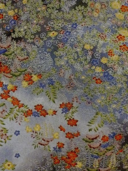 画像3: N0717P Mint  女性用 小紋  シルク(正絹)   灰色, ぼたん 【中古】 【USED】 【リサイクル】 ★★★★☆ (3)