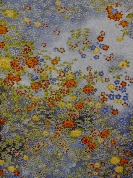 画像4: N0717P Mint  女性用 小紋  シルク(正絹)   灰色, ぼたん 【中古】 【USED】 【リサイクル】 ★★★★☆ (4)