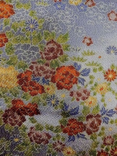 画像5: N0717P Mint  女性用 小紋  シルク(正絹)   灰色, ぼたん 【中古】 【USED】 【リサイクル】 ★★★★☆ (5)