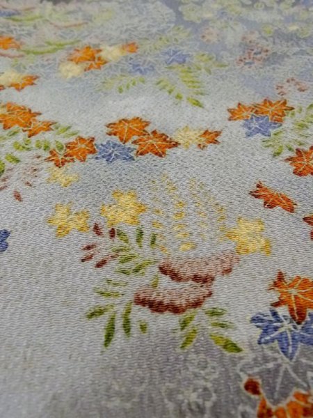 画像9: N0717P Mint  女性用 小紋  シルク(正絹)   灰色, ぼたん 【中古】 【USED】 【リサイクル】 ★★★★☆ (9)