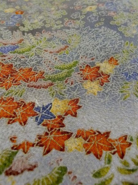 画像10: N0717P Mint  女性用 小紋  シルク(正絹)   灰色, ぼたん 【中古】 【USED】 【リサイクル】 ★★★★☆ (10)