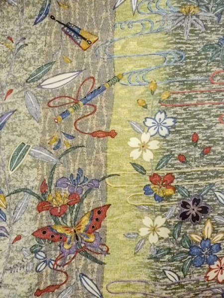 画像3: N0717Q Mint  女性用 小紋  シルク(正絹)   マルチカラー, 桜 【中古】 【USED】 【リサイクル】 ★★★★☆ (3)