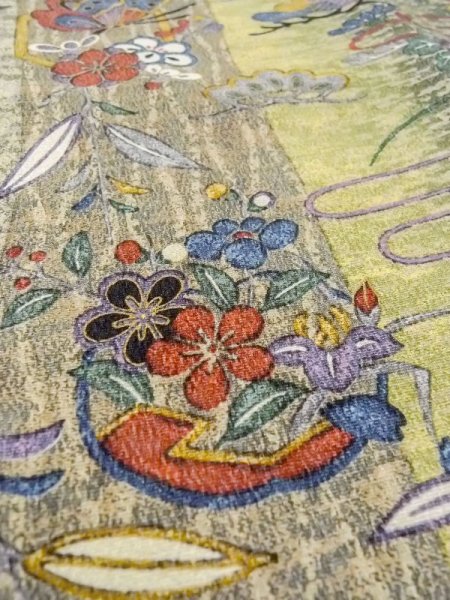 画像9: N0717Q Mint  女性用 小紋  シルク(正絹)   マルチカラー, 桜 【中古】 【USED】 【リサイクル】 ★★★★☆ (9)