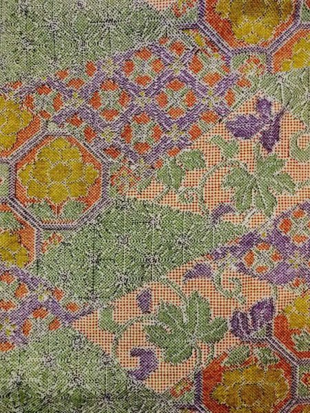 画像3: N0717V Mint  女性用 小紋  シルク(正絹)   マルチカラー, 花 【中古】 【USED】 【リサイクル】 ★★★★☆ (3)