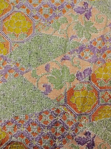 画像4: N0717V Mint  女性用 小紋  シルク(正絹)   マルチカラー, 花 【中古】 【USED】 【リサイクル】 ★★★★☆ (4)