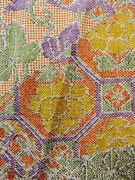 画像5: N0717V Mint  女性用 小紋  シルク(正絹)   マルチカラー, 花 【中古】 【USED】 【リサイクル】 ★★★★☆ (5)