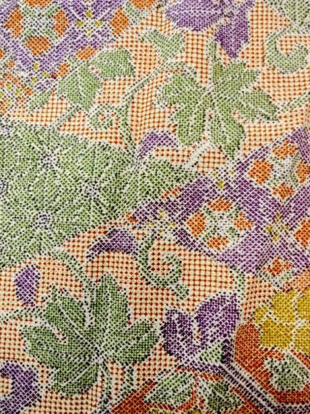 画像6: N0717V Mint  女性用 小紋  シルク(正絹)   マルチカラー, 花 【中古】 【USED】 【リサイクル】 ★★★★☆ (6)