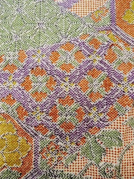 画像7: N0717V Mint  女性用 小紋  シルク(正絹)   マルチカラー, 花 【中古】 【USED】 【リサイクル】 ★★★★☆ (7)