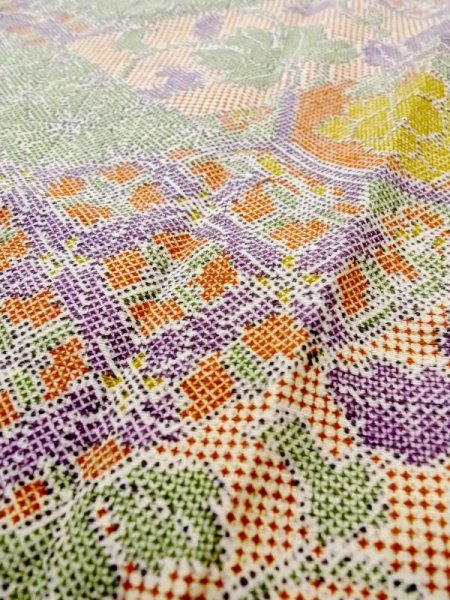 画像10: N0717V Mint  女性用 小紋  シルク(正絹)   マルチカラー, 花 【中古】 【USED】 【リサイクル】 ★★★★☆ (10)