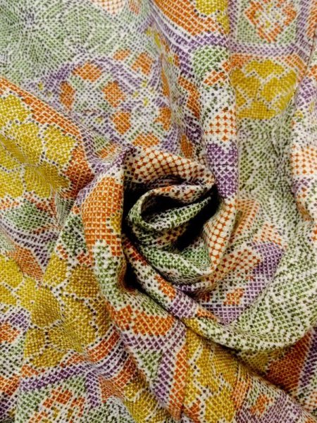 画像11: N0717V Mint  女性用 小紋  シルク(正絹)   マルチカラー, 花 【中古】 【USED】 【リサイクル】 ★★★★☆ (11)