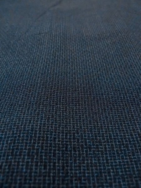 画像9: N0717W  男性用着物  シルク(正絹)  青み 黒, チェック柄 【中古】 【USED】 【リサイクル】 ★☆☆☆☆ (9)