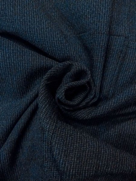 画像11: N0717W  男性用着物  シルク(正絹)  青み 黒, チェック柄 【中古】 【USED】 【リサイクル】 ★☆☆☆☆ (11)