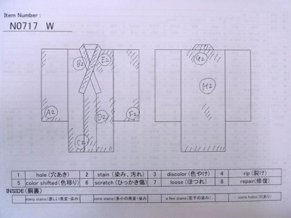 画像13: N0717W  男性用着物  シルク(正絹)  青み 黒, チェック柄 【中古】 【USED】 【リサイクル】 ★☆☆☆☆ (13)