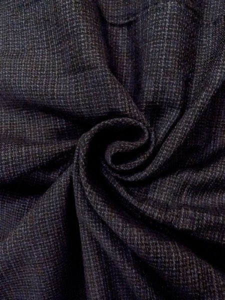 画像11: N0717Y Mint  男性用着物  シルク(正絹)   黒, チェック柄 【中古】 【USED】 【リサイクル】 ★★★★☆ (11)