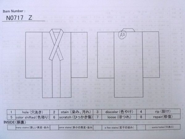 画像13: N0717Z  男性用着物  シルク(正絹)  青み 黒, 縞 【中古】 【USED】 【リサイクル】 ★★★☆☆ (13)