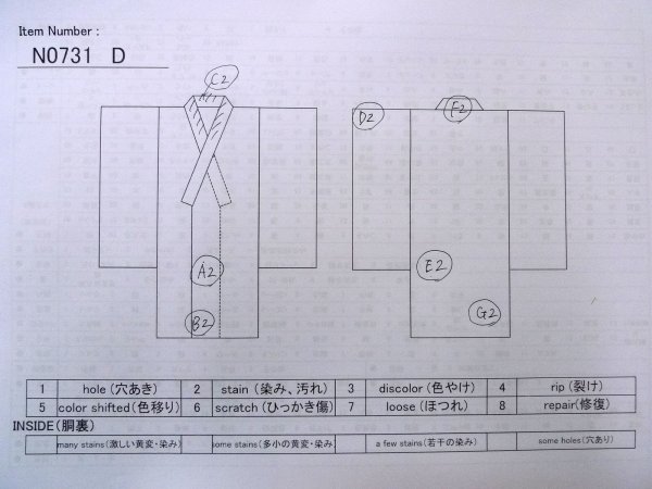 画像13: N0731D  浴衣(日本製)  綿   灰色, チェック柄 【中古】 【USED】 【リサイクル】 ★★☆☆☆ (13)