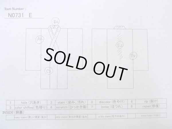 画像11: N0731E  浴衣（日本製）  綿   藍, 氷割 【中古】 【USED】 【リサイクル】 ★☆☆☆☆ (11)