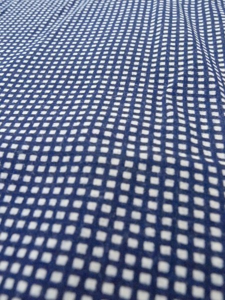 画像9: N0731F  浴衣（日本製）  綿   藍, チェック柄 【中古】 【USED】 【リサイクル】 ★★☆☆☆ (9)